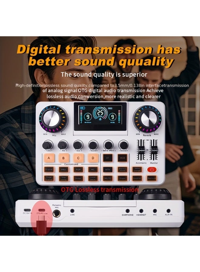 ميكسر صوت، كرت صوت للبث المباشر مع مؤثرات DJ، مغير صوت، تقليل الضوضاء، كتم بنقرة واحدة | لوحة صوت RGB، معدات تسجيل موسيقى، للبودكاست والألعاب – أبيض - Image 4